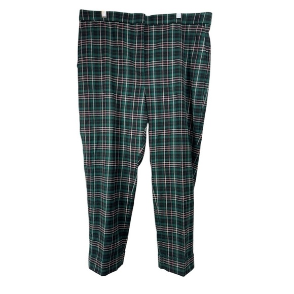 NWT Ann Taylor Size 14 Ankle Dress Pants Tartan Plaid Curvy Fit High Rise Green - Picture 1 of 8
